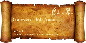 Cserveni Nándor névjegykártya
